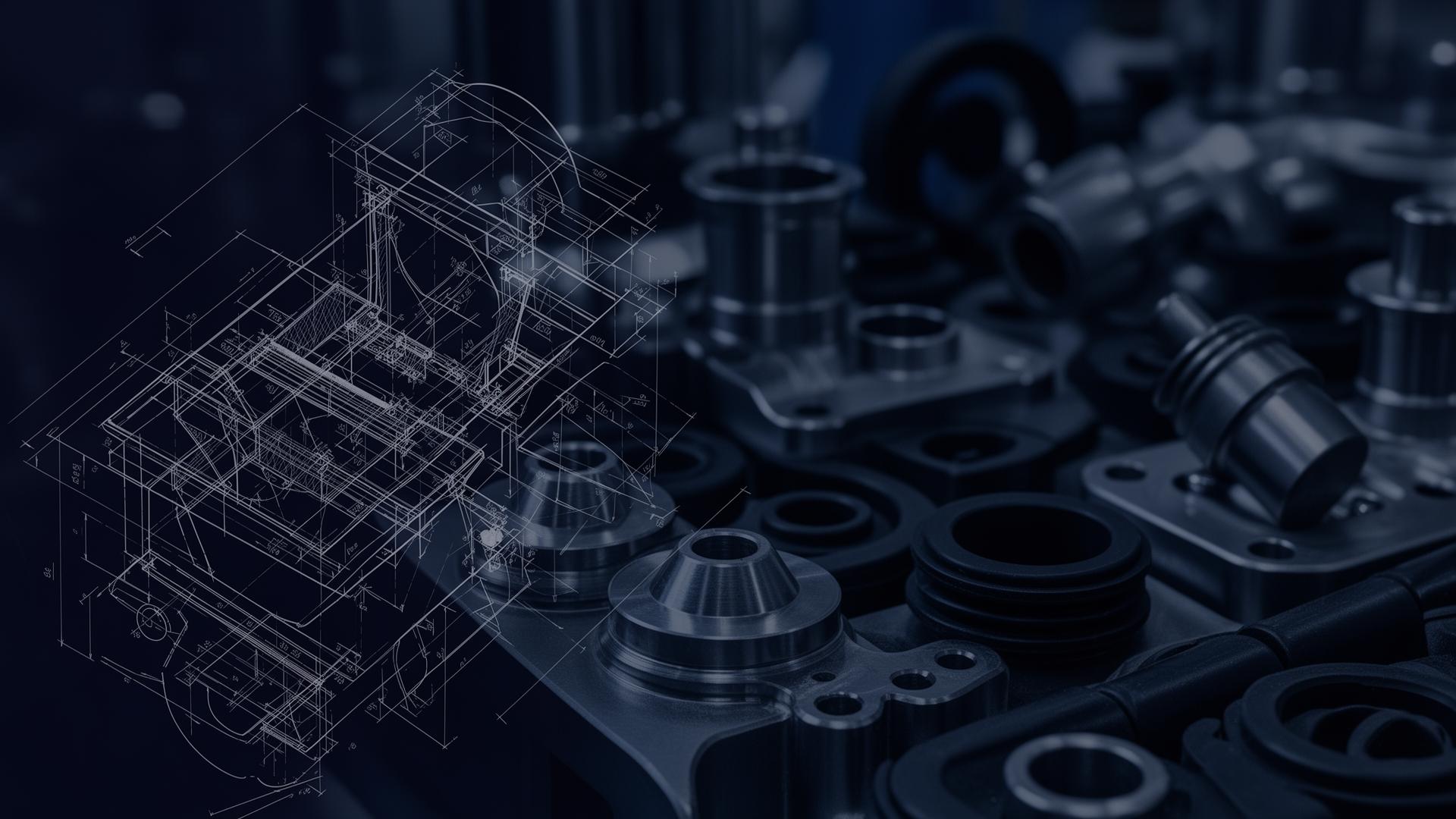 Componente industriale și schiță tehnică